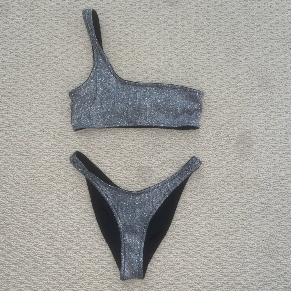 Triangl Melrose Silver One Shoulder bikini set (top and bottom)